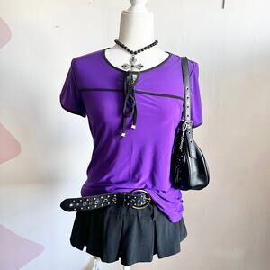 Purple Black Contrast Keyhole Top, Soft Grunge,‎ Romantic Goth, 2000s,Whimsigoth